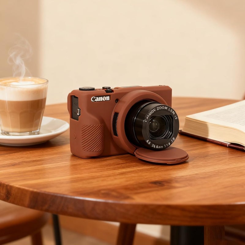 Frevyve Case for Canon G7X Mark III Camera, Soft Silicone Protective Case, Slim Fit Sleeve with Removable Lens Cover and Screen Protector Accessories, Lightweight, Anti-Scratch (Dark Brown) - Image 4